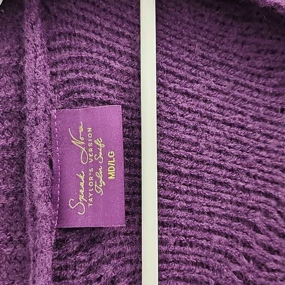 Taylor Swift Speak Now Cardigan Sweater M/L Purple Cable Knit Star Soft - Picture 5 of 9
